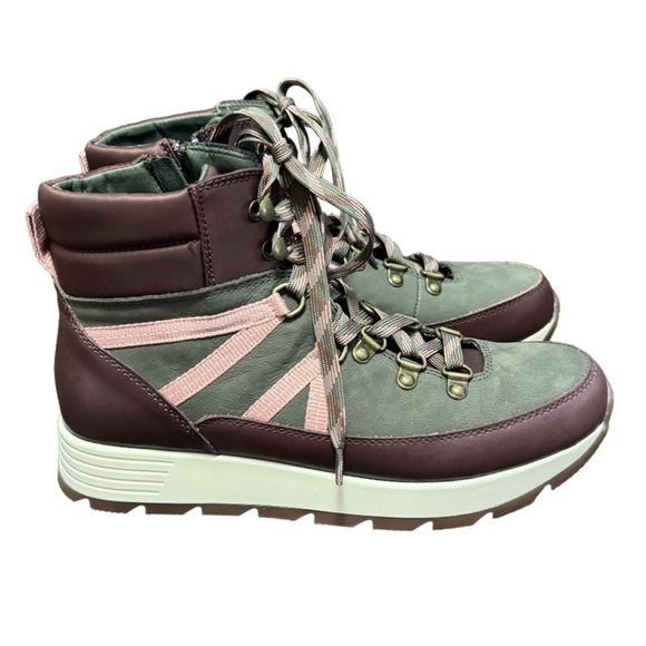 Alex Marie Shoes - Alex Marie Thayla Maroon Olive Drab Leather / Suede Hi-Top Women Size 8.5